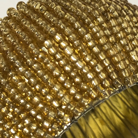 Gold Beaded Napkin Rings Set of 4 - Picture 3 of 3